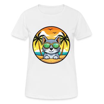 Australian Mist Cat Breed Cartoon Sunglasses Beach - Women's Breathable T-Shirt - white - Front - AI Model Female 172 dark (172cm)