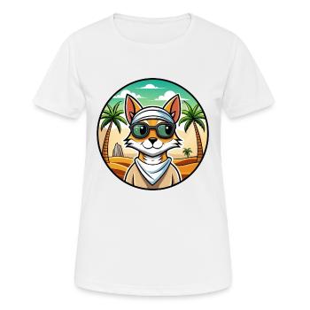 Lunettes de soleil de race de chat Mau arabe de plage - T-shirt respirant Femme - blanc - Devant - AI Model Female 172 dark (172cm)
