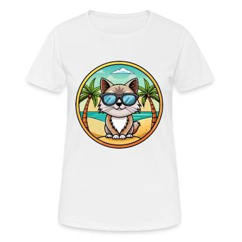 Birma Heilige Katzenrasse Cartoon Sonnenbrille Strand - Frauen T-Shirt atmungsaktiv - Weiß - Vorne - AI Model Female 172 dark (172cm)