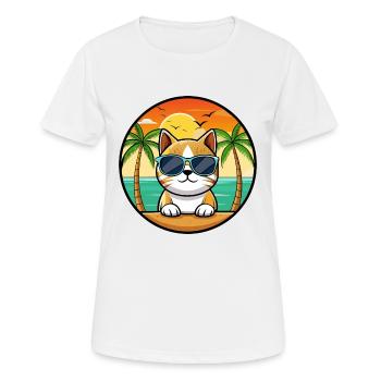 Lunettes de soleil de dessin animé de race de chat birman plage - T-shirt respirant Femme - blanc - Devant - AI Model Female 172 dark (172cm)