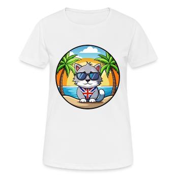 British Silver Cat Breed Cartoon Sunglasses Beach - Women's Breathable T-Shirt - white - Front - AI Model Female 172 dark (172cm)