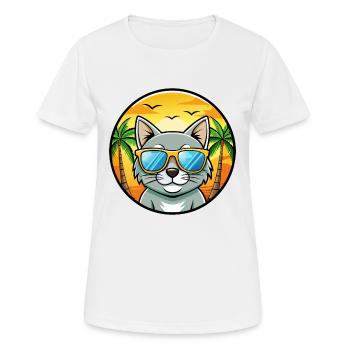 Chartreux Cat Breed Cartoon Sunglasses Beach - Women's Breathable T-Shirt - white - Front - AI Model Female 172 dark (172cm)