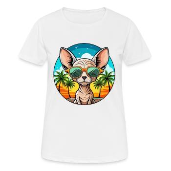 Devon Rex Cat Breed Cartoon Lunettes de soleil Beach - T-shirt respirant Femme - blanc - Devant - AI Model Female 172 dark (172cm)