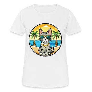 Egyptian Mau Cat Breed Cartoon Sunglasses Beach - Women's Breathable T-Shirt - white - Front - AI Model Female 172 dark (172cm)