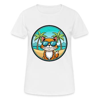 Hantilly Tiffany Katzenrasse Cartoon Sonnenbrille Strand - Frauen T-Shirt atmungsaktiv - Weiß - Vorne - AI Model Female 172 dark (172cm)