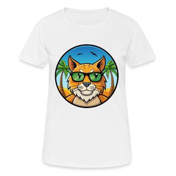Eurasian Lynx Cat Breed Cartoon Lunettes de soleil Beach - T-shirt respirant Femme - blanc - Devant - AI Model Female 172 dark (172cm)