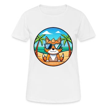 German Rex Cat Breed Cartoon Sunglasses Beach - Women's Breathable T-Shirt - white - Front - AI Model Female 172 dark (172cm)