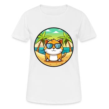 Hosico Katzenrasse Cartoon Sonnenbrille Strand - Frauen T-Shirt atmungsaktiv - Weiß - Vorne - AI Model Female 172 dark (172cm)