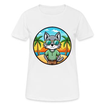 Korat Cat Breed Cartoon Sunglasses Beach - Women's Breathable T-Shirt - white - Front - AI Model Female 172 dark (172cm)