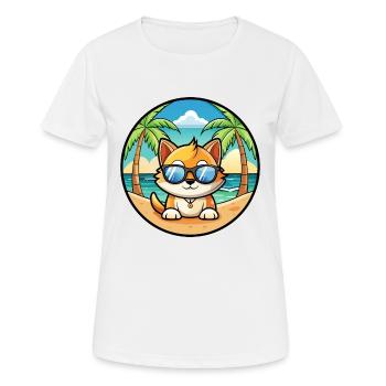 Munchkin Lunettes de soleil de dessin animé de race de chat plage - T-shirt respirant Femme - blanc - Devant - AI Model Female 172 dark (172cm)