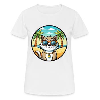 Ragamuffin Lunettes de soleil de dessin animé de race de chat plage - T-shirt respirant Femme - blanc - Devant - AI Model Female 172 dark (172cm)