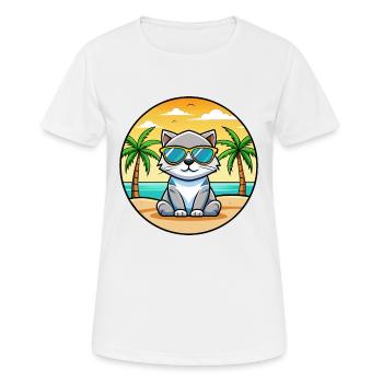 Schottische Falte Katzenrasse Cartoon Sonnenbrille Strand - Frauen T-Shirt atmungsaktiv - Weiß - Vorne - AI Model Female 172 dark (172cm)