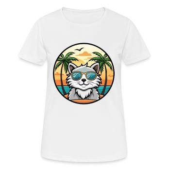 Selkirk Rex Katzenrasse Cartoon Sonnenbrille Strand - Frauen T-Shirt atmungsaktiv - Weiß - Vorne - AI Model Female 172 dark (172cm)