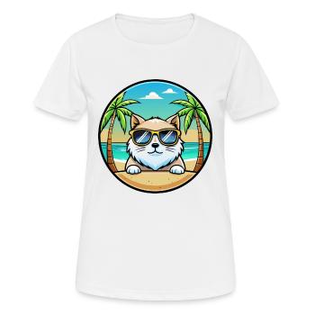 Himalaya-Katzenrasse Cartoon-Sonnenbrille Strand - Frauen T-Shirt atmungsaktiv - Weiß - Vorne - AI Model Female 172 dark (172cm)