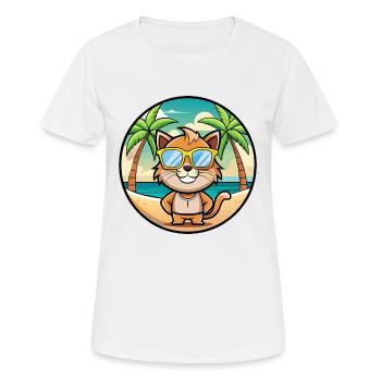 Pixie Bob Cat Breed Cartoon Sunglasses Beach - Women's Breathable T-Shirt - white - Front - AI Model Female 172 dark (172cm)