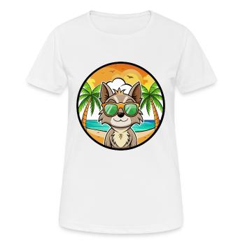 Siamese Cat Breed Cartoon Sunglasses Beach - Women's Breathable T-Shirt - white - Front - AI Model Female 172 dark (172cm)