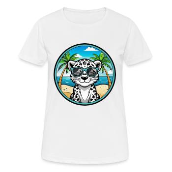 Léopard des neiges bébé chat race dessin animé lunettes de soleil plage - T-shirt respirant Femme - blanc - Devant - AI Model Female 172 dark (172cm)