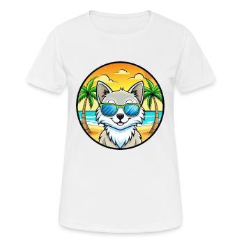 Lunettes de soleil de plage de race de chat angora turc - T-shirt respirant Femme - blanc - Devant - AI Model Female 172 dark (172cm)