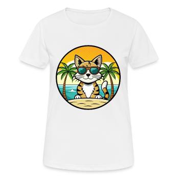 Ägäis Katzenrasse Cartoon Sonnenbrille Strand - Frauen T-Shirt atmungsaktiv - Weiß - Vorne - AI Model Female 172 dark (172cm)
