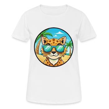 Australian Spotted Mist Cat Breed Cartoon Beach - Women's Breathable T-Shirt - white - Front - AI Model Female 172 dark (172cm)