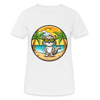 Burmilla Cat Breed Cartoon Sunglasses Beach - Women's Breathable T-Shirt - white - Front - AI Model Female 172 dark (172cm)