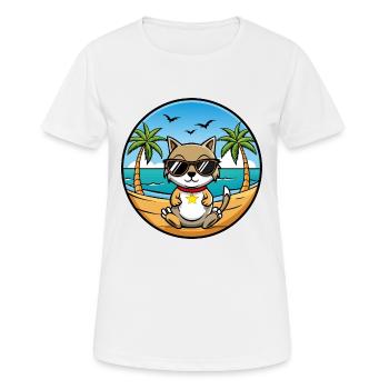 Cyprus Cat Breed Cartoon Sunglasses Beach - Women's Breathable T-Shirt - white - Front - AI Model Female 172 dark (172cm)