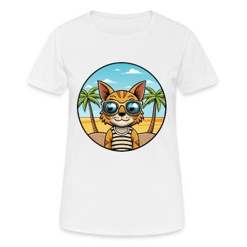Ocicat Breed Cartoon Sonnenbrille Strand - Frauen T-Shirt atmungsaktiv - Weiß - Vorne - AI Model Female 172 dark (172cm)