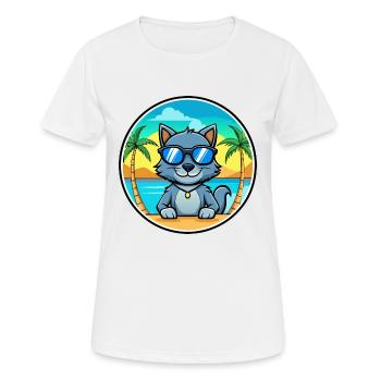 Russische blaue Katzenrasse Cartoon Sonnenbrille Strand - Frauen T-Shirt atmungsaktiv - Weiß - Vorne - AI Model Female 172 dark (172cm)