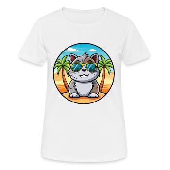 Scottish Fold Shorthair Cat Breed Cartoon Beach - T-shirt respirant Femme - blanc - Devant - AI Model Female 172 dark (172cm)