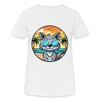 Australian Mist Cat Breed Cartoon Sunglasses Beach - Women's Breathable T-Shirt - white - Front - AI Model Female 172 dark (172cm)