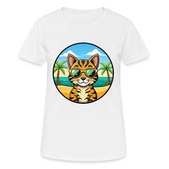 Bengalische Katzenrasse Cartoon Sonnenbrille Strand - Frauen T-Shirt atmungsaktiv - Weiß - Vorne - AI Model Female 172 dark (172cm)