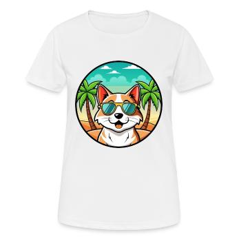 Balinesische Katzenrasse Cartoon Sonnenbrille Strand - Frauen T-Shirt atmungsaktiv - Weiß - Vorne - AI Model Female 172 dark (172cm)