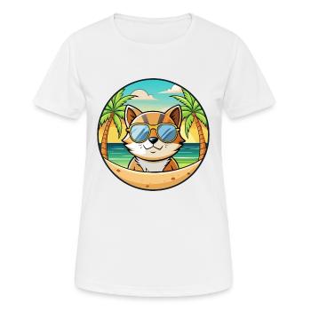 Donskoy Katzenrasse Cartoon Sonnenbrille Strand - Frauen T-Shirt atmungsaktiv - Weiß - Vorne - AI Model Female 172 dark (172cm)