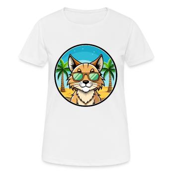 Eurasian Lynx Cat Breed Cartoon Lunettes de soleil Beach - T-shirt respirant Femme - blanc - Devant - AI Model Female 172 dark (172cm)
