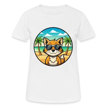 Foldex Katzenrasse Cartoon Sonnenbrille Strand - Frauen T-Shirt atmungsaktiv - Weiß - Vorne - AI Model Female 172 dark (172cm)