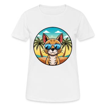Abessinische Katzenrasse Cartoon Sonnenbrille Strand - Frauen T-Shirt atmungsaktiv - Weiß - Vorne - AI Model Female 172 dark (172cm)