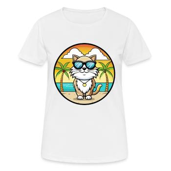 Birma Heilige Katzenrasse Cartoon Sonnenbrille Strand - Frauen T-Shirt atmungsaktiv - Weiß - Vorne - AI Model Female 172 dark (172cm)