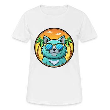Chartreux Cat Breed Cartoon Sunglasses Beach - Women's Breathable T-Shirt - white - Front - AI Model Female 172 dark (172cm)
