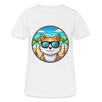 Lunettes de soleil de dessin animé de race de chat calicot dilué plage - T-shirt respirant Femme - blanc - Devant - AI Model Female 172 dark (172cm)