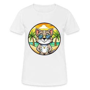 Europäische Kurzhaarkatze Rasse Cartoon Sonnenbrille - Frauen T-Shirt atmungsaktiv - Weiß - Vorne - AI Model Female 172 dark (172cm)