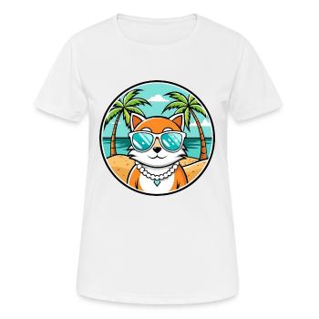 Hantilly Tiffany Katzenrasse Cartoon Sonnenbrille Strand - Frauen T-Shirt atmungsaktiv - Weiß - Vorne - AI Model Female 172 dark (172cm)