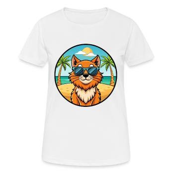 Ingwer Langhaar Katze Rasse Cartoon Sonnenbrille Strand - Frauen T-Shirt atmungsaktiv - Weiß - Vorne - AI Model Female 172 dark (172cm)