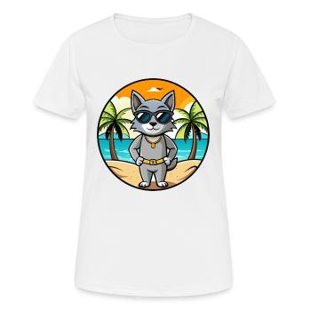 Korat Cat Breed Cartoon Sunglasses Beach - Women's Breathable T-Shirt - white - Front - AI Model Female 172 dark (172cm)
