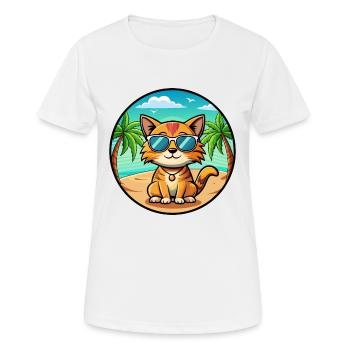 Munchkin Lunettes de soleil de dessin animé de race de chat plage - T-shirt respirant Femme - blanc - Devant - AI Model Female 172 dark (172cm)