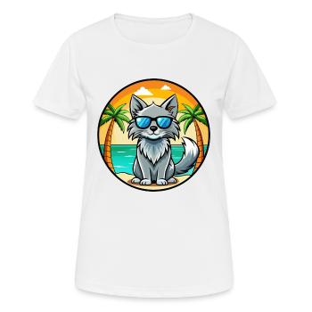 Nebelung Lunettes de soleil de dessin animé de race de chat plage - T-shirt respirant Femme - blanc - Devant - AI Model Female 172 dark (172cm)