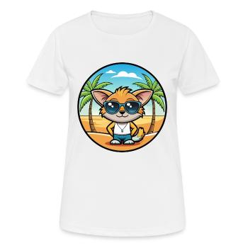 Pixie Bob Cat Breed Cartoon Sunglasses Beach - Women's Breathable T-Shirt - white - Front - AI Model Female 172 dark (172cm)