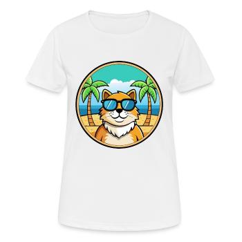 Ragamuffin Lunettes de soleil de dessin animé de race de chat plage - T-shirt respirant Femme - blanc - Devant - AI Model Female 172 dark (172cm)