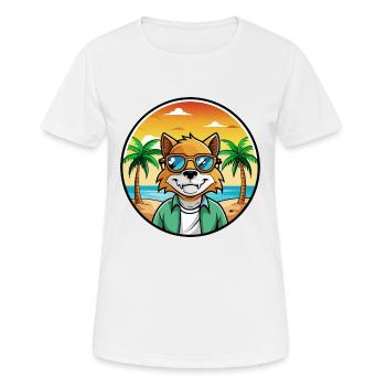German Rex Cat Breed Cartoon Sunglasses Beach - Women's Breathable T-Shirt - white - Front - AI Model Female 172 dark (172cm)