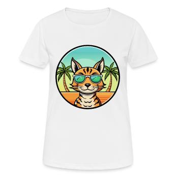 Ocicat Breed Cartoon Sonnenbrille Strand - Frauen T-Shirt atmungsaktiv - Weiß - Vorne - AI Model Female 172 dark (172cm)