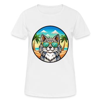 Norwegische Waldkatze Rasse Cartoon Sonnenbrille Strand - Frauen T-Shirt atmungsaktiv - Weiß - Vorne - AI Model Female 172 dark (172cm)